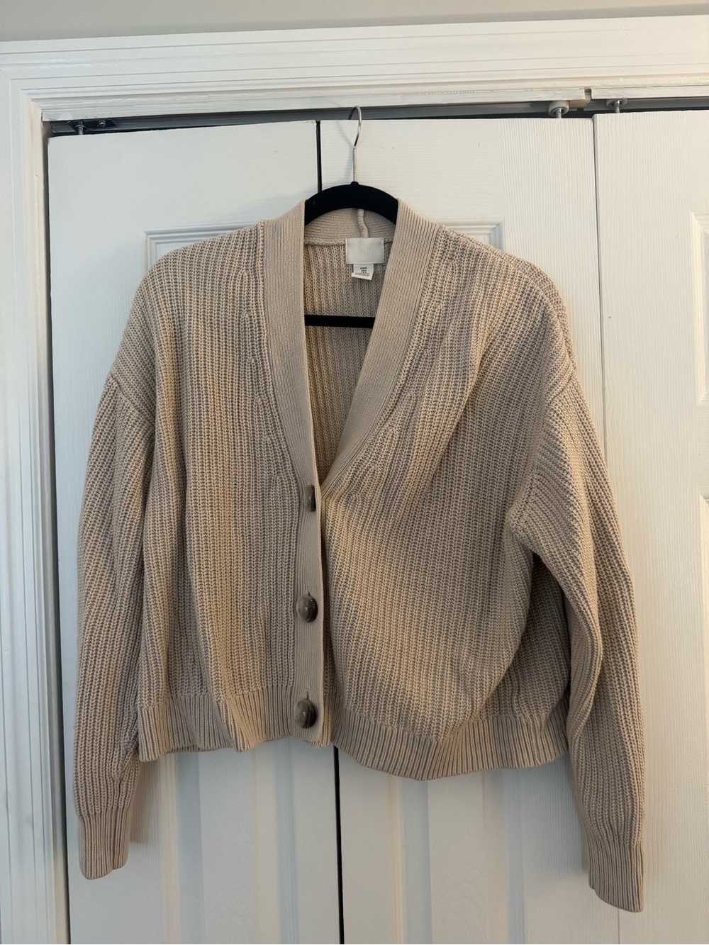 H&M Oversized Beige Button-Front Cardigan